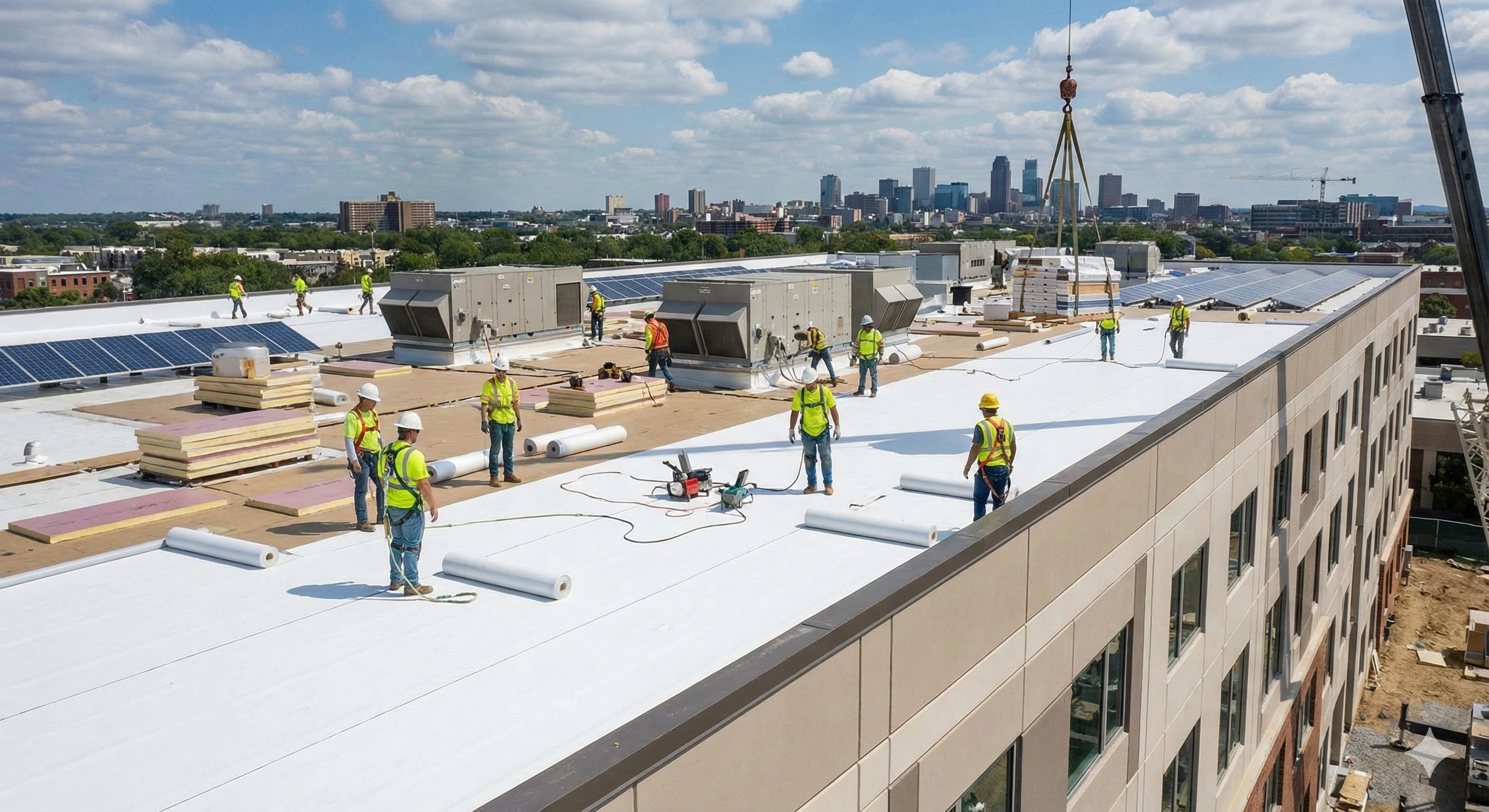 skilled commercial roof installation by Roofing Source